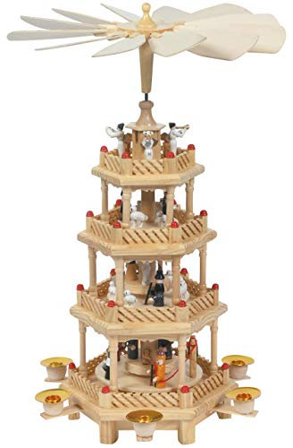 OBC Weihnachtspyramide/rot/Pyramide Weihnachten / 4 Etagen/im Kunsthandwerks-Stil, handgefertigt/Deko zu Weihnachten