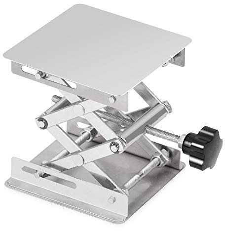 stonylab Lab Scissors Jack, 4 x 4 inch 100 x 100mm Stainless Steel Laboratory Support Jack Platform Lab Lift Stand Table, Expandable Lift Height Range from 45mm to 150mm, Support Weight 5KG