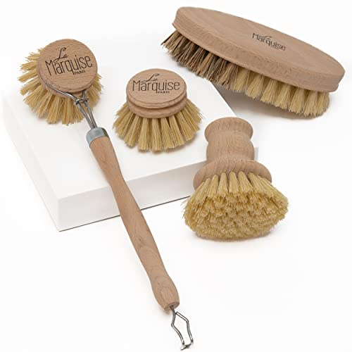 La Marquise – Cepillo para Platos de Madera Cero Residuos – Cabezal de Recambio, Cepillo para Cacerolas y Cepillo para Verduras incluidos– Cepillos Ecológicos y Duraderos