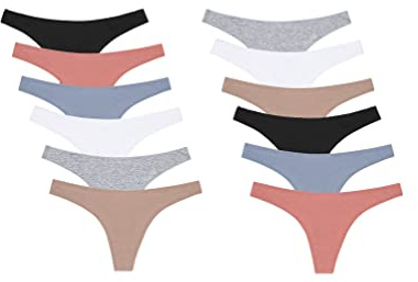 Channo Tangas de Algodón Lisos Suaves con Acabado Fino Que No Marca (Pack de 12) (Surtido, S/M)