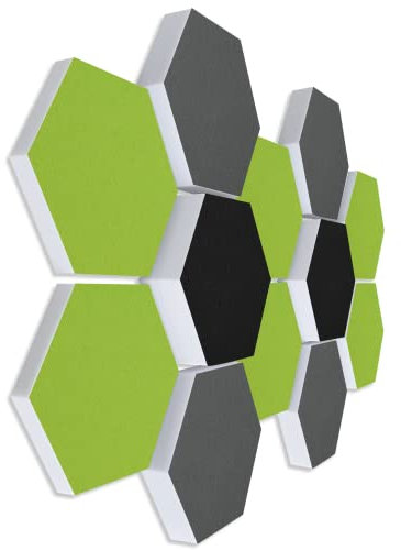 platino24 Schallabsorber COLORE aus Basotec G+ I Akustikpaneele mit Akustikfilz I 3D Wand-Paneele mit 12 Waben in Multicolor I Akustikplatten zur Schalldämmung in Büro, Studio & Wohnung