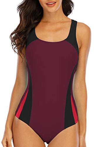 Halcurt Badeanzug Damen Sport mit Cups Einteiliger Badeanzüge L