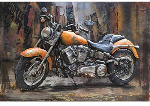 H. Packmor GmbH 3D Metallbild Wanddekoration Wandbild Motorrad Metall antik Shabby 120x80 cm
