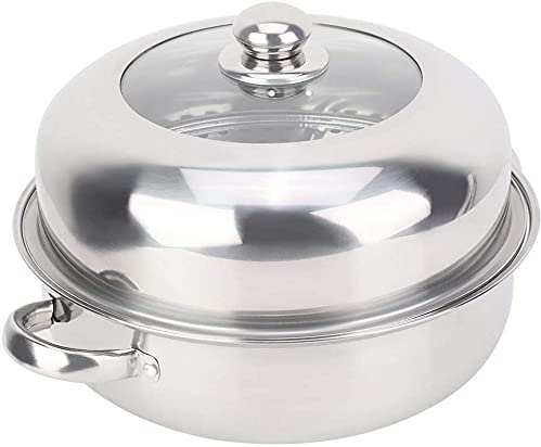 qiuqiu Stainless Steel Steamer Pot, Soup Pot with Glass Pot Lids，Suitable for Electric Hobs, Portable Stoves, Gas and Ceramic Hobs