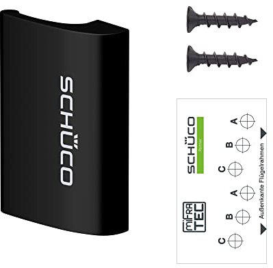 SCHÜCO Balkontürgriff Ziehgriff schwarz | NEU Design Ziehgriff Deluxe mit Schrauben und Schablone als Komplettset
