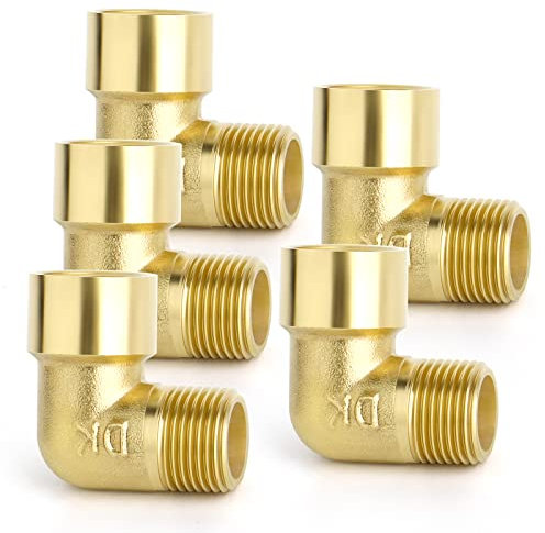 ERGAOBOY 5 Pz 1/4 BSP Ottone Femmina a Maschio Connettore per tubo a gomito a 90 gradi, adatto per il collegamento del tubo