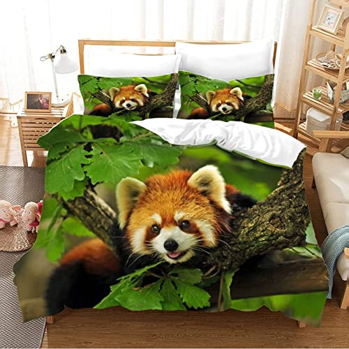 LUYAPOND Bettwäsche 135x200 Roter Panda Bettwäsche Set für Kinder, Schließung Weich Atmungsaktive Mikrofaser Bettbezüge, 1 Bettbezug mit Reißverschluss + 1 Kissenbezug 80x80 cm