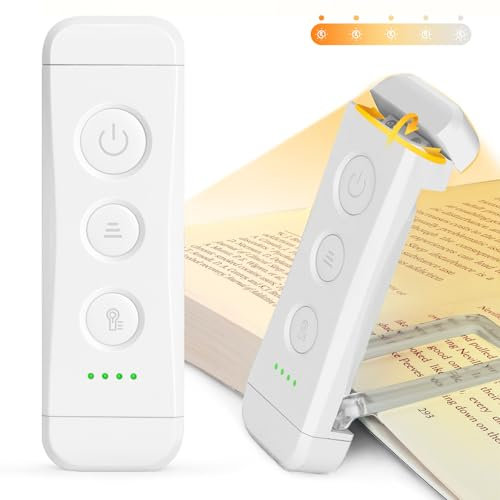 Glocusent Reading Light Book Light 2 Pack, Eye Caring Reading Lights for Books in Bed, 3 Colours & 5 Brightness Dimmable, Portable & Flexible, Long Lasting up to 80 hrs, Perfect for Book Lover