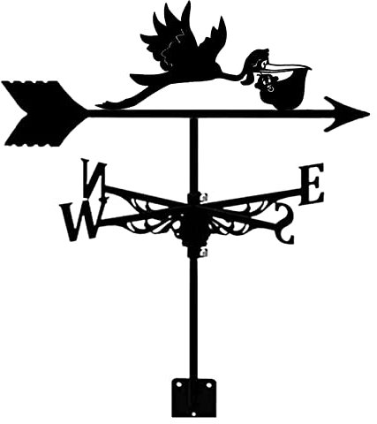 Rétro Oiseau girouette en métal Durable girouette Classique Noir indicateur de Direction du Vent avec Support d'installation pour décoration de Jardin et décoration de Cour