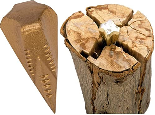 Spaltgranate ca.1,6kg + 1x BILDMAGNET! Hochwertiger Spaltkeil Keil-Kreuzform Spezialstahl für Holz, Holzspaltung, Spaltaxt Spalthammer Holzspalter, Spaltwerkzeug, Drehspaltkeil Drehkeil Fällkeil, Gold