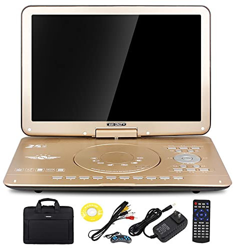 Lecteur DVD Portable 18'' avec Grand écran HD 14,1'' et télécommande, Batterie Rechargeable intégrée 12 Heures, lecteurs CD pour Enfants, Prise en Charge USB/Carte SD/synchronisation TV vidéo