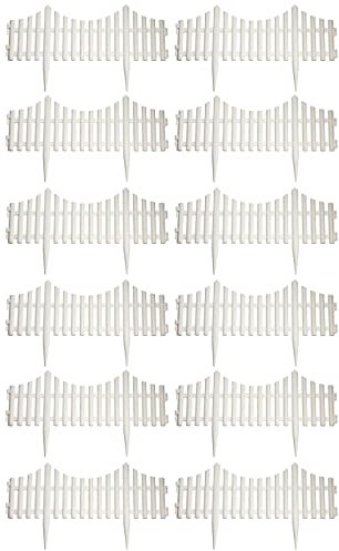 AC - Pack de 12 Vallas Decorativas para jardín, Fabricado en plástico, Delimitación para césped, Plantas, Flores, decoración de Exterior, Modelo N.º 5, 32,5 x 60 x 0,7 cm, Color Blanco