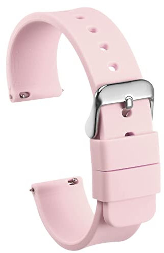 sourcing map Silicone Watch Band 20mm Width Quick Release Soft Rubber Replacement Watch Strap with Stainless Steel Buckle for Men Women, Pink