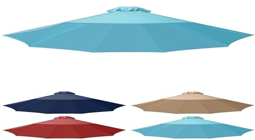 Simple Deluxe 9' Patio Outdoor Table Market Yard Umbrella Replacement Top Cover with 8 Ribs, 9ft Canopy, Turquoise Canopy