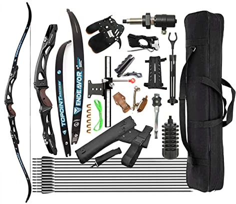 surwolf 18-44lbs Bogenschießen Recurve Bow Set, 66 68 70 Erwachsener,Takedown Recurve Bogen, ILF Bogen Riser und Wurfarme（Schwarz 2#，66-36lbs）