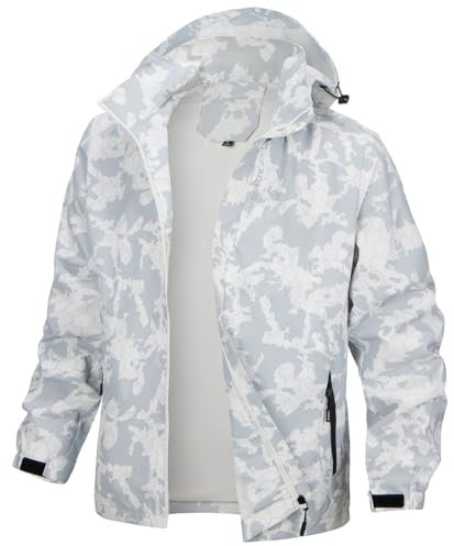 PADOLA Men's Jackets for Men UK Lightweight Waterproof Jackets Mens Windbreaker work Jackets Soft Shells Rain Coats (L,football white)