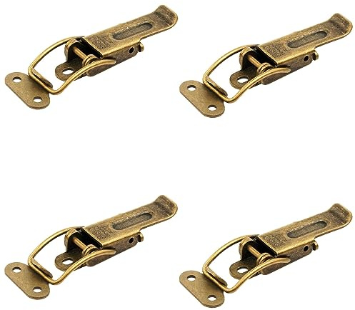 SISO Denmark Lot de 4 fermetures à tension réglables avec deux protections de position Fermeture Catch #22 pour table extensible, caisse, mallette, plan de travail (acier, bronzé)