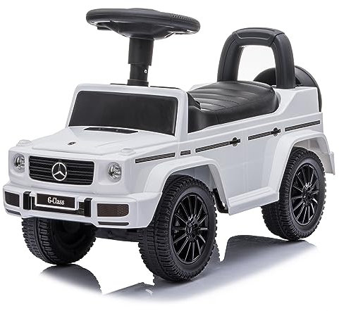 Rutschauto ab 1 Jahr, Mercedes in rot, blau, weiß, schwarz, kinderauto, Baby Auto, lauflernhilfe mit Hupe und Motorengeräuschen (Weiß)