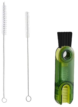 Spazzola per la Pulizia, 1 Pezzi Spazzola per la Pulizia Multifunzionale 3 in 1 e 2 Pezzi Spazzole di Paglia, Spazzola di Pulizia Della Bottiglia D'acqua, Spazzola per la Pulizia Della Cannuccia