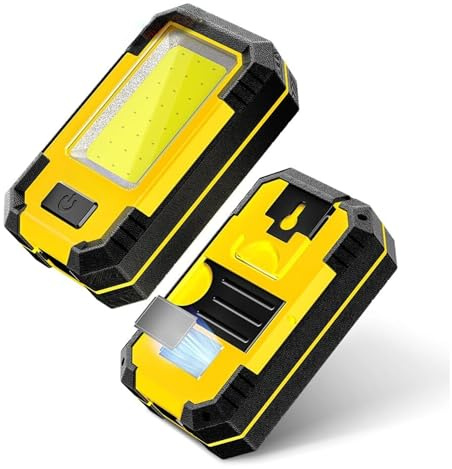 Lampe de Poche LED COB avec Crochet et Aimant. Lampe de Poche d'Atelier Magnétique avec 3 Modes. Lampe de Poche Rechargeable pour la Maison, la Voiture, le Camping. 5W et 500LM. (Câble USB Inclus).