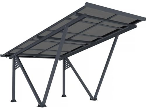 Habitat et Jardin Ombrellone per Posto Auto Coperto Solare con Pannelli fotovoltaici - 366 x 575 x 366 cm - Grigio - 4,1 kW