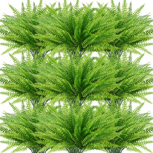 Phliofd 40 Bündel Kunstpflanzen für den Außenbereich, UV-beständig, gefälschte Boston-Farn-Grünsträucher, künstliche Outdoor-Kunststoffpflanzen für Garten, Veranda, Hängender Pflanzgefäß,