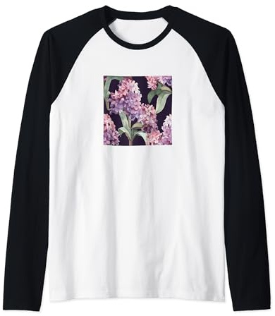 Motif floral sauvage aquarelle jacinthe Manche Raglan