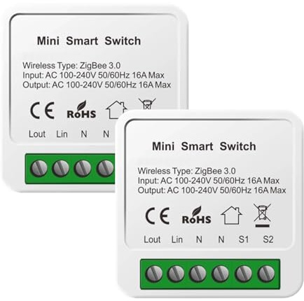 ZigBee Funk Empfänger - Wandschalter Lichtschalter mit Empfänger - 30M Reichweite | 2x Schalter