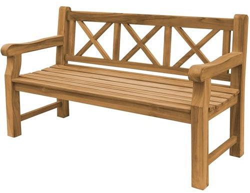 Teako Design Teak Friesenbank Märstak Massivholz Wetterfest, Verschiedene Größen, für den Außenbereich geeignet, Teakholz, Holzabnk mit Armlehnen, Langlebige Gartenmöbel (120 cm), TB-1401-x