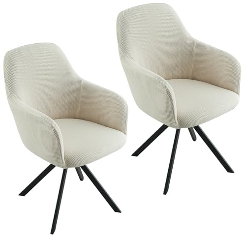 IGTOPS 2er/4er Set Stretch Stuhlbezug für Bürostuhl, Computerstuhl, Drehstuhl, Universal Stuhlhussen mit Armlehne, Abnehmbar Waschbar, Für Haushalt & Wohnen, Esszimmer,Hotel (2, Beige)