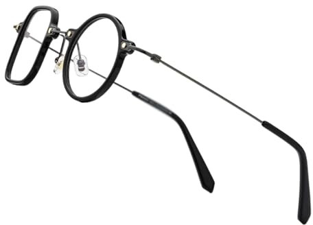 WxuuLTGJR Herren-Brillengestelle, Links, quadratisch, rechts, rund, Brillengestell aus Acetat-Titan, Damen-Brillengestelle, Vintage-Brillengestell