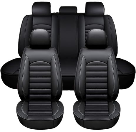 Chifeng Full Set Of 5 Car Seat Covers,Fits For VW Amarok Bora golf golf plus golf SV Jetta Passat Polo Tiguan,Universal Leatherette Car Seat Covers - Durable, Waterproof, Breathable Covers (Black)