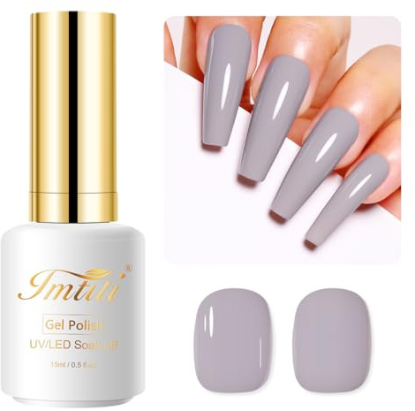 Imtiti Grauer UV Nagellack, 15ML Nackt Gel Nagellack Soak Off LED Herbst Winter DIY Nagel Kunst Starter Maniküre Salon Gellack Kit