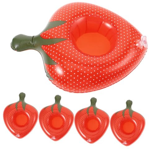 GLSTOY 5piezas Soporte Inflable para Bebidas De PVC Forma De Fresa Flotadores para Fiesta Agua Portavasos para Piscina y Playa