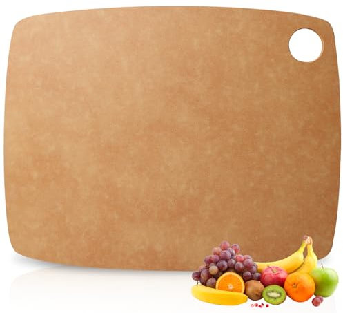SPORWAY 30 x 23,5 x 0,6 cm. Tabla de cortar de fibra de madera: tabla de trinchar con surco para zumo, tablas de cortar de cocina, tablas de desayuno, tabla de cortar compacta, sin BPA, apta para