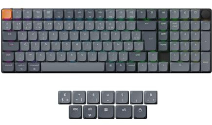 Keychron K17 Max Clavier Mécanique sans Fil Ultra-Fin, Connexion 2,4 GHz/Bluetooth/Filaire, Programmable avec QMK et Lancher, Rétroéclairage RVB Hot-Swap Commutateurs Rouge pour Mac/Win (FR Layout)