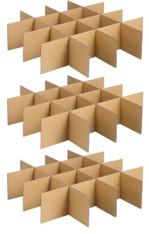 Osaladi 3 Pack Moving Box Dividers Cardboard Box Inserts for Mugs & Jars 8cm Small Glass Packing Kits 12 Compartments Glass Packing Inserts Glass Dividers for Shipping and Moving