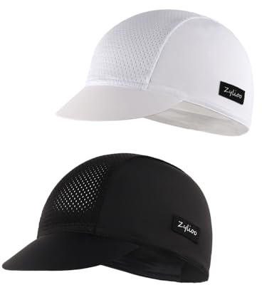 Zylioo S/M/L/XL/XXL cykelmössa med visir för män och kvinnor, solskydd cykelhatt under hjälm, sommar hjälmfoder, Svart+vitt, M/XL