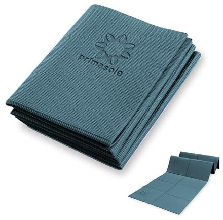 Primasole 4 mm dicke Yogamatte, faltbare Pilatesmatte für Reisen, leicht zu transportieren, zum Unterricht, Strand und Park, reißfest, leicht, für Picknicks, Waldgrün
