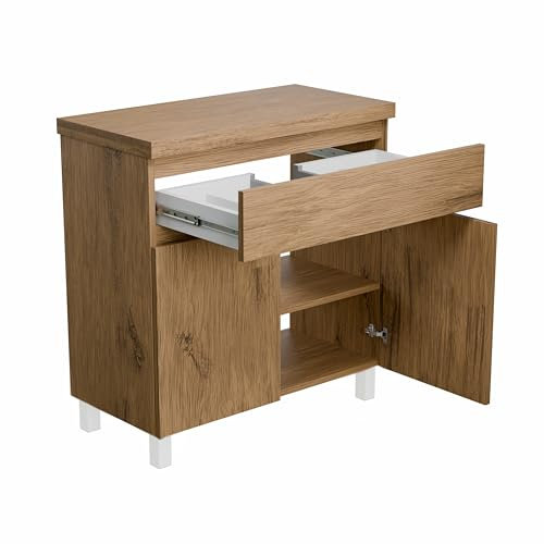 paplinskimoebel - Mobile per lavabo ARIZA TOP larghezza 80 cm, senza lavabo, base con cassetto, sospesa o in piedi, per lavabo da appoggio - Legno/Quercia Lancillotto