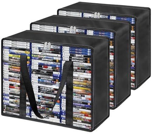 PUTNATRUE DVD Storage Bags 3 Pack - DVD Cases Box Hold 210 DVDs (70 Each), Highly Clear Media Storage Organizers with Reinforced Handle for Blu ray, CDs, VHS, Video Game Cases