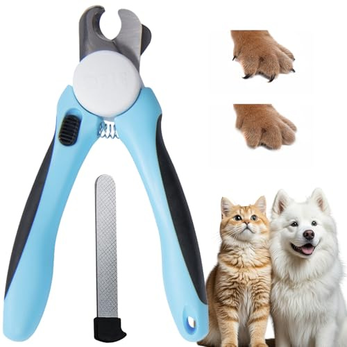Bodiiwuliu Krallenschere Mit Schutz Für Hunde Und Katzen, Haustiere Nagelknipser, Alternative Zu Nagelschere & Krallenschleifer, Krallenzange Schneider Für Kleine & Große Krallen(Blau L)