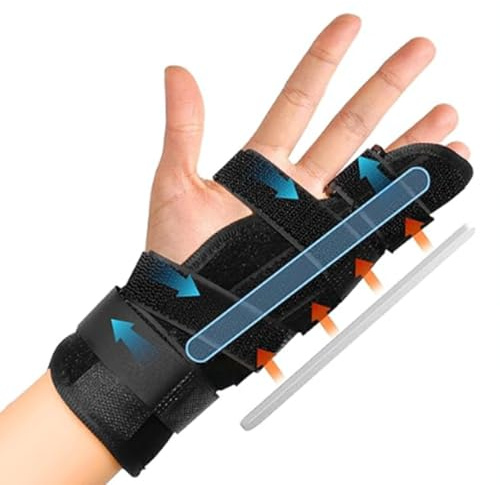 XFSRG Fingerschiene für Mittelfinger Ringfinger und kleinen Finger Trigger Finger Splint Handgelenk Unterstützung Brace Einstellbare Abnehmbare Riemen für linke und Rechte Hand (M)