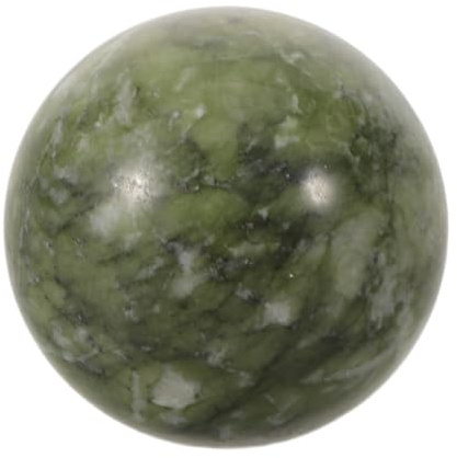 HIAKDOFT Bola de Cristal Redonda de Jade Natural de Xiuyan para Meditación y Energía Espiritual Decoración de Feng Shui para Estantería o Escritorio