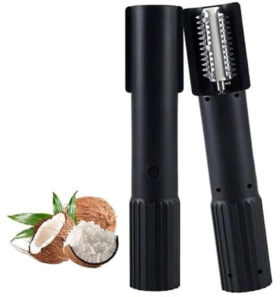 Electric Coconut Grater Machine, Handheld Coconut Scraper Peeler Shredder, Stainless Steel Coconut Manual Electric Roller, Anti-Splash Rotating Kitchen Grater for Kitchen (Black)