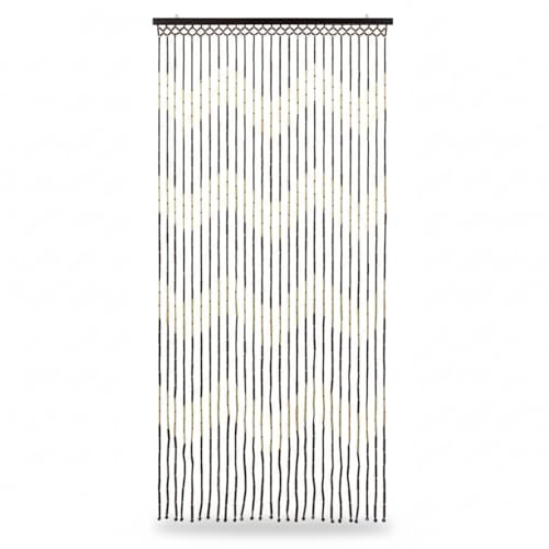 Handcrafted Bamboo Beaded Door Curtain – Natural Wooden Bead Door Screen for Doorways & Windows | Room Divider, Fly & Insect Protection (180cm x 90cm)