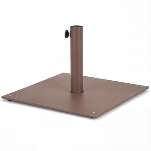 COSTWAY Base Sombrilla Terraza Exterior Cuadrada, Soporte Sombrilla Neto 16kg, Apto 40mm, 50mm, 4 Almohadillas de Pie Ajustables, Pie Sombrilla Jardin Terraza (16, Kilogramos) (Marrón)
