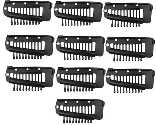 10 Pcs Black Hijab Pins U-Shape Metal Chunni Clips with Safety Pin Headscarf Wig Shirt Secure Fastening Clips