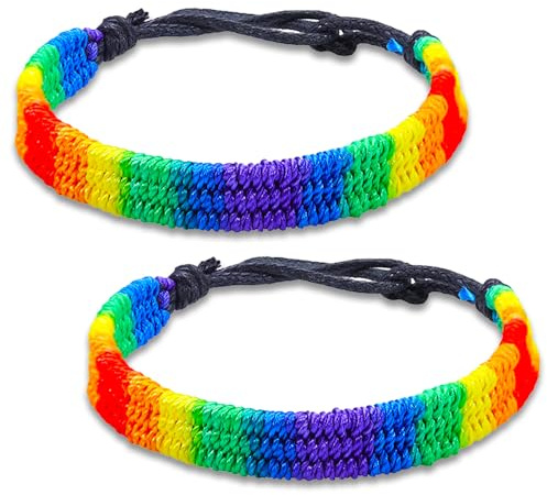 LXONTSG LGBT Rainbow Woven Armband Gay Pride Armband Regnbåge Flätad Justerbar Handgjorda Vänskapsarmband LGBT Regnbåge Armband Pride Armband för Flickor Män Kvinnor, 29CM, Polyester, Ej tillämpligt