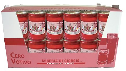 Cereria Di Giorgio - Paquete de 60 velas votivas dedicadas al Papa León XIV - Modelo P30 - Color Rojo - Duración 32 horas